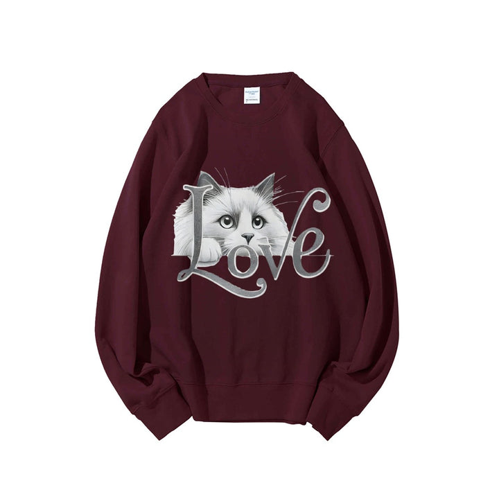 Damen Sweatshirt mit verspieltem Katzenmotiv und lässigem Schnitt Drune