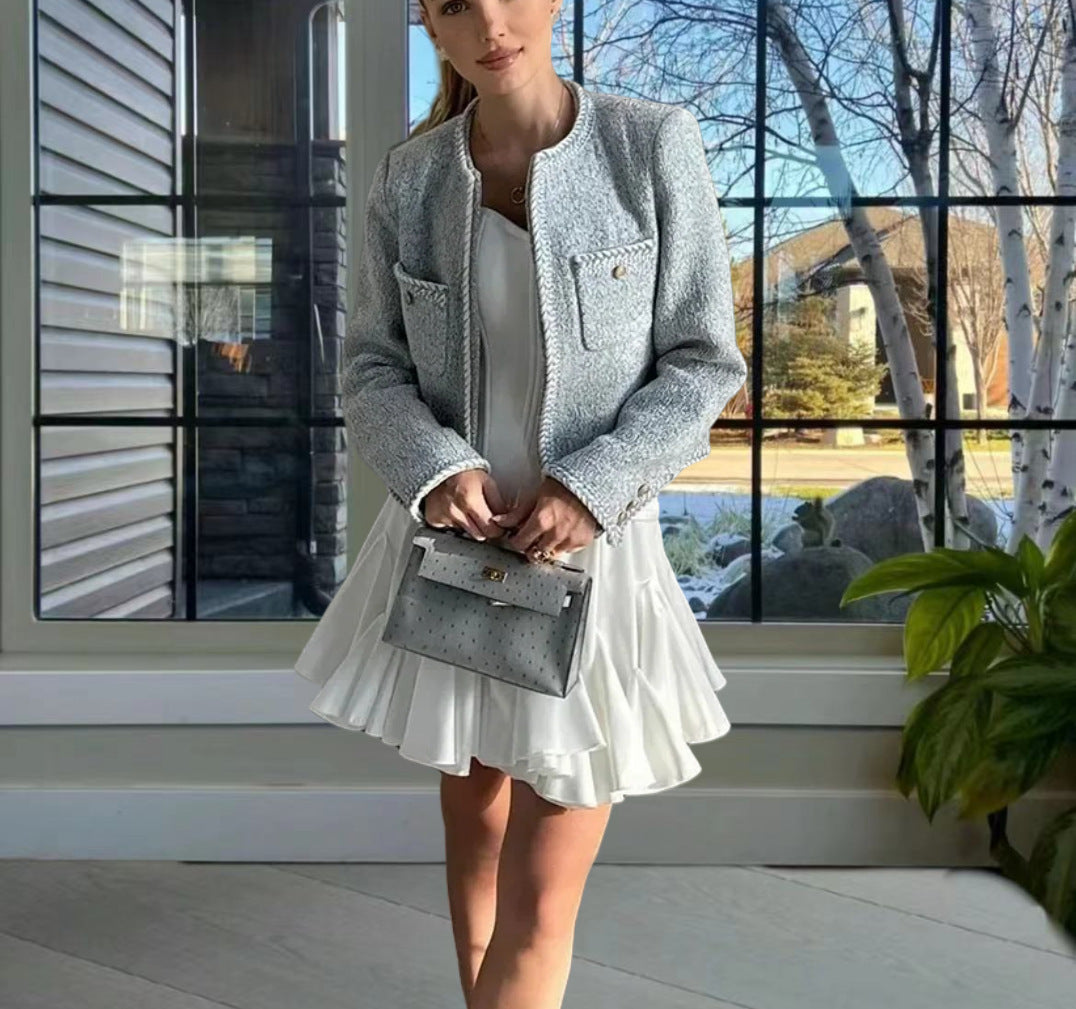 Damen elegante und strukturierte Kurzjacke Drune
