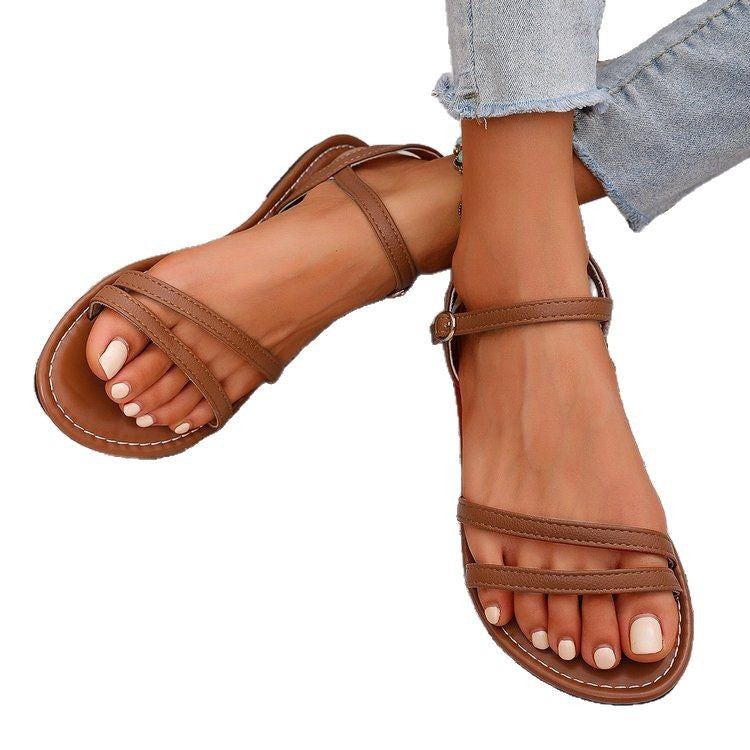 Damen Sandalen mit verstellbaren Riemen und rutschfester Sohle Drune