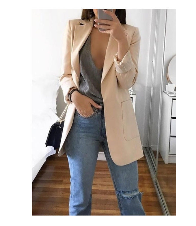 Damen eleganter Blazer mit tailliertem Schnitt und praktischen Taschen Drune
