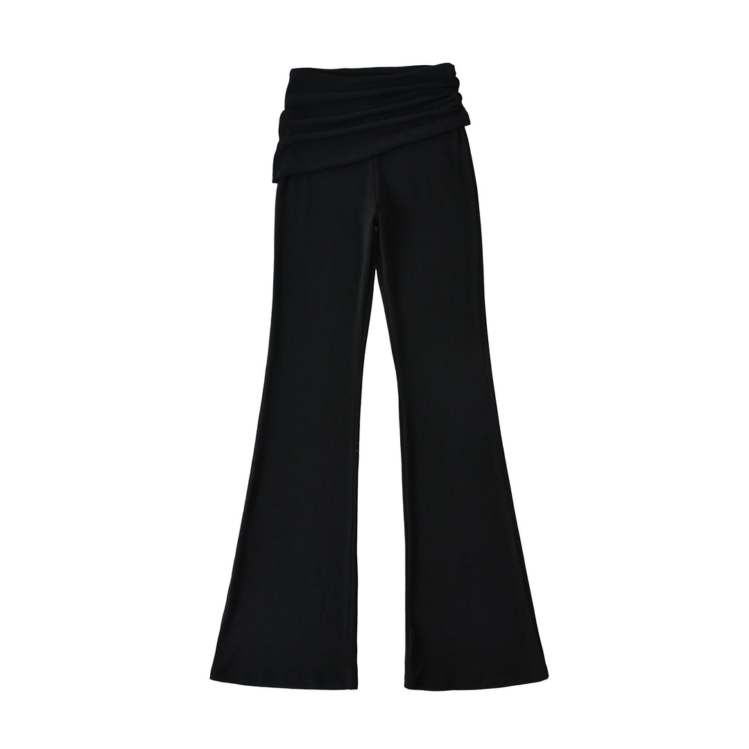 Damen weite Flared-Loungehose mit komfortablem Wickelbund Drune