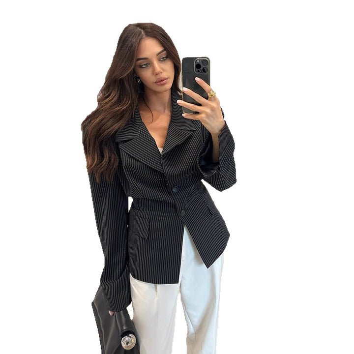 Damen Elegante Blazerjacke mit strukturiertem Nadelstreifen Drune