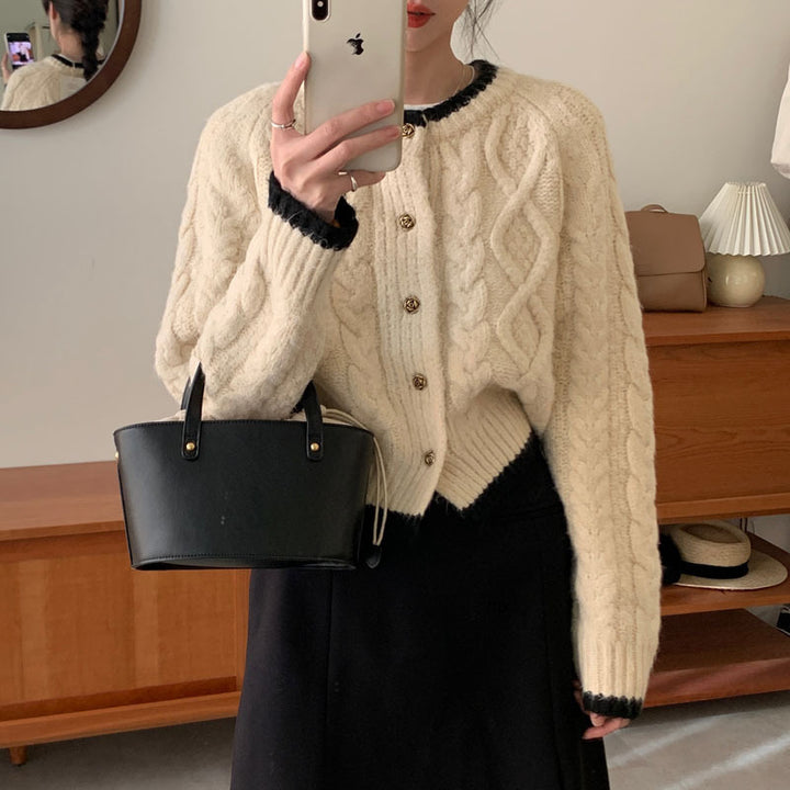 Damen Grobstrick Cardigan mit elegantem Zopfmuster Drune