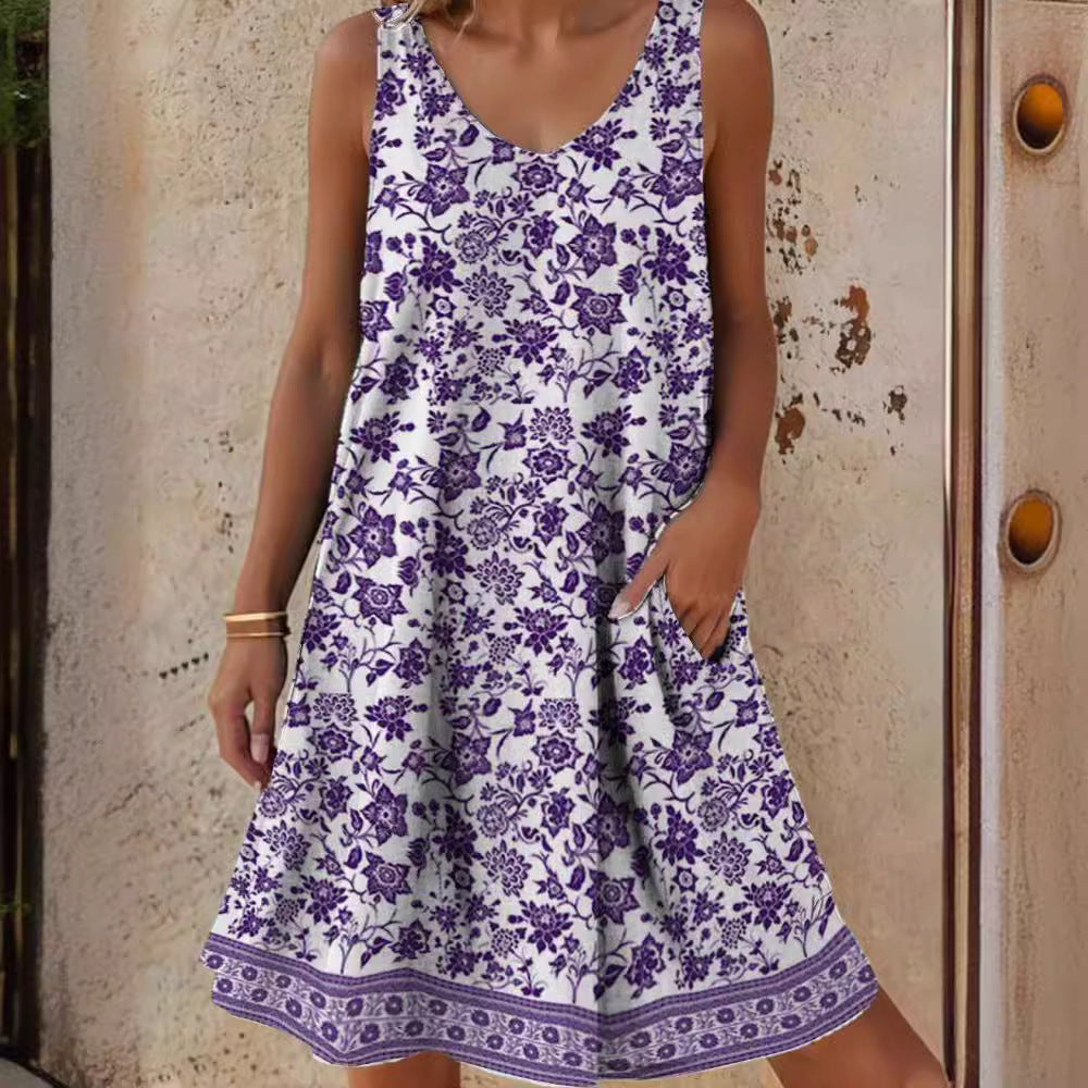 Damen Freizeitkleid mit lässigem Schnitt und floralem Design Drune