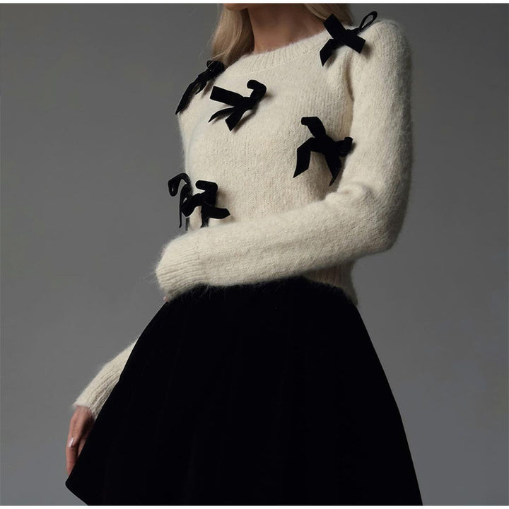Damen Strickpullover mit verspielten Schleifendetails Drune