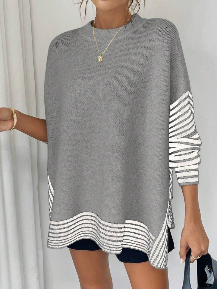 Damen Strickpullover mit modernem Streifenmuster und oversized Schnitt Drune
