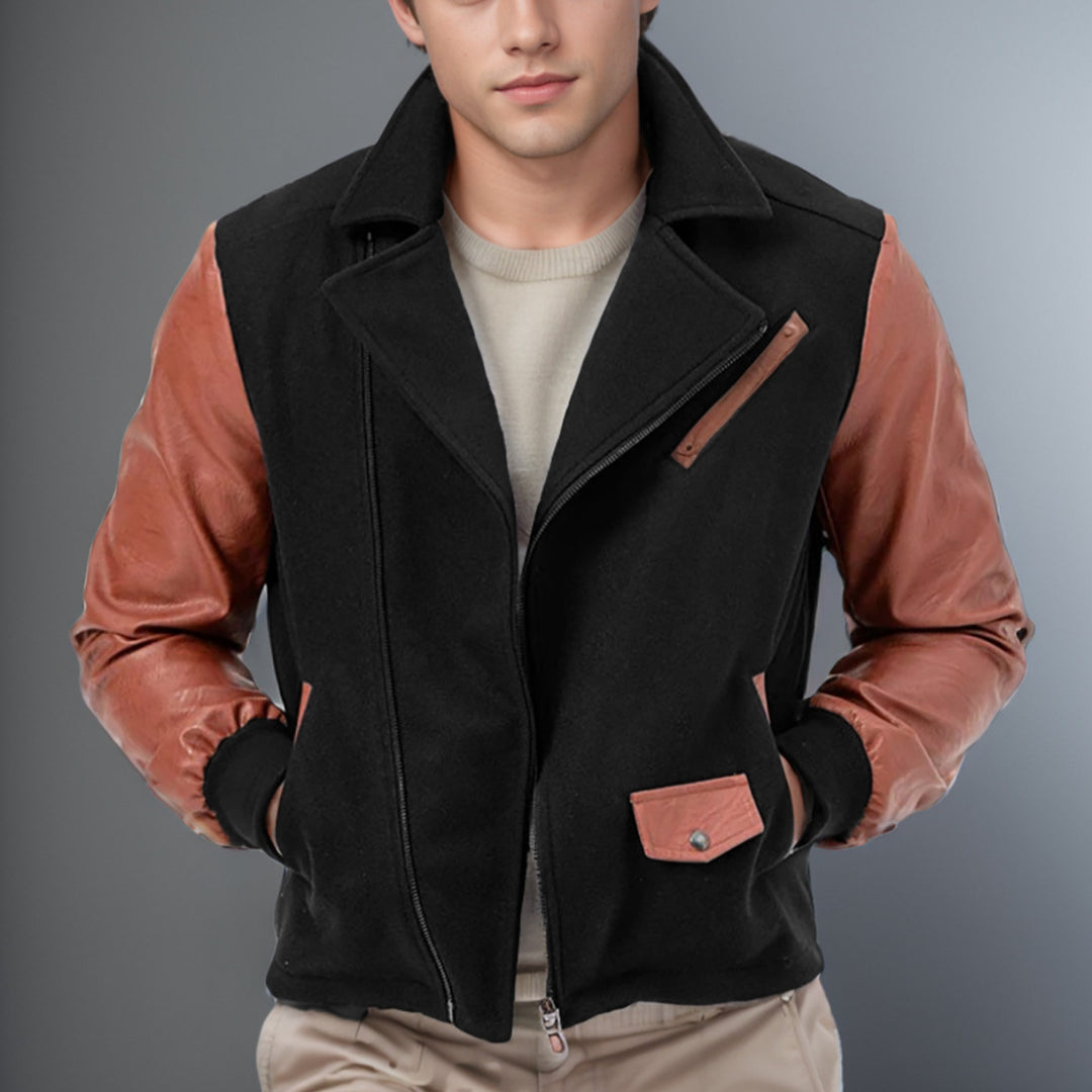 Herren sportlich-elegante Jacke mit Kunstleder-Ärmeln Drune
