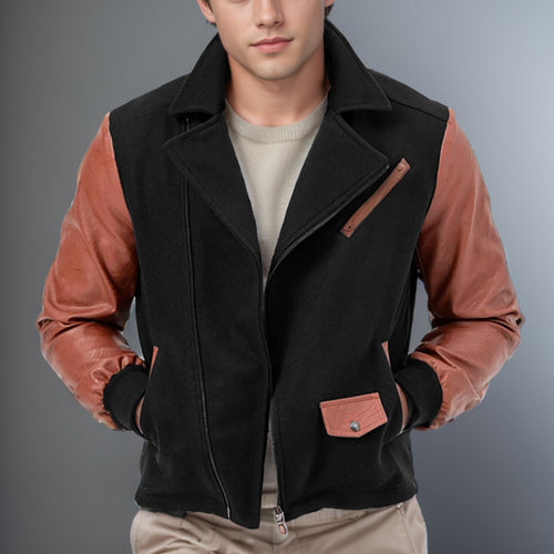 Herren sportlich-elegante Jacke mit Kunstleder-Ärmeln Drune