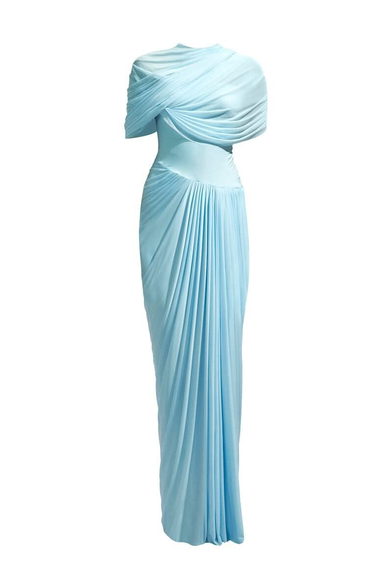 Damen Maxikleid mit eleganter Drapierung und asymmetrischen Cut-Outs Drune