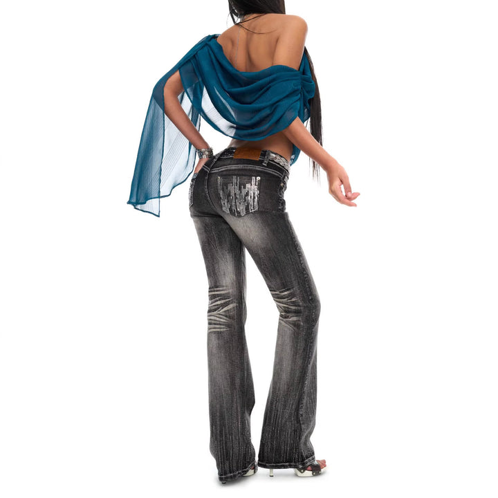 Damen Bootcut Jeans Drune