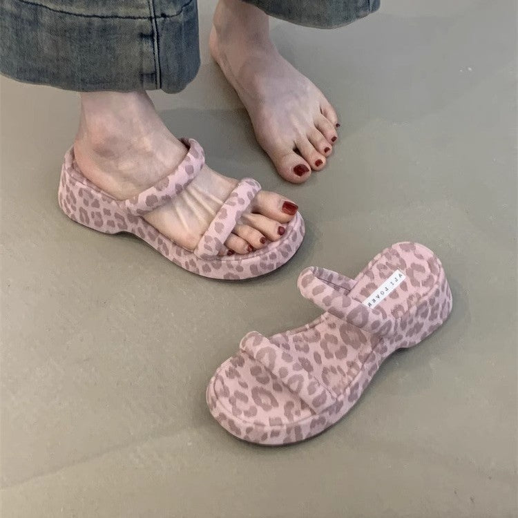 Damen modische Plateausandalen mit breiten Riemen und ergonomischer Sohle Drune