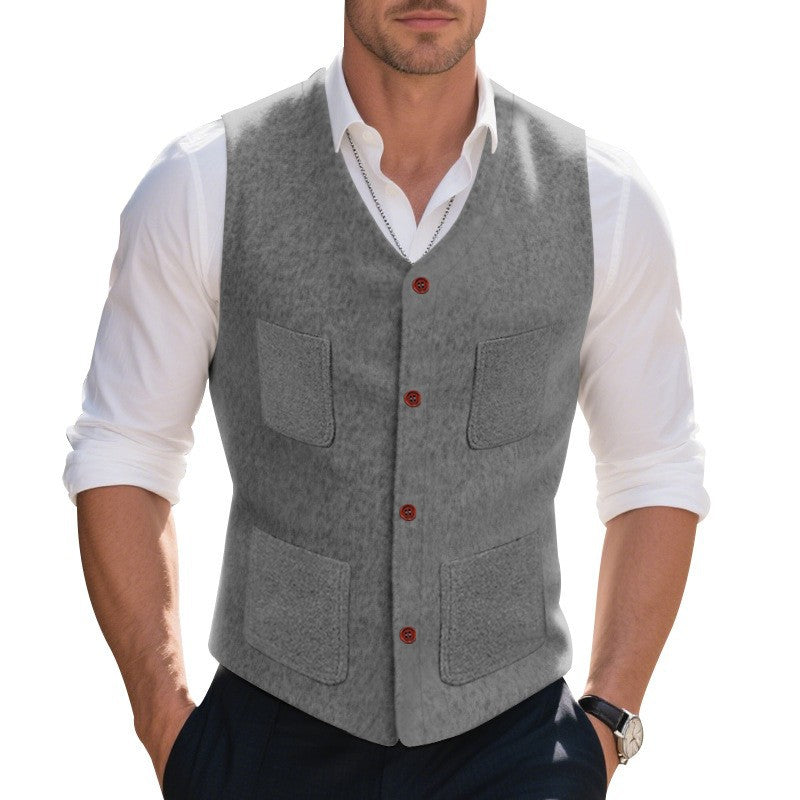 Herren Weste mit funktionalen Taschen und eleganten Knopfdetails Drune