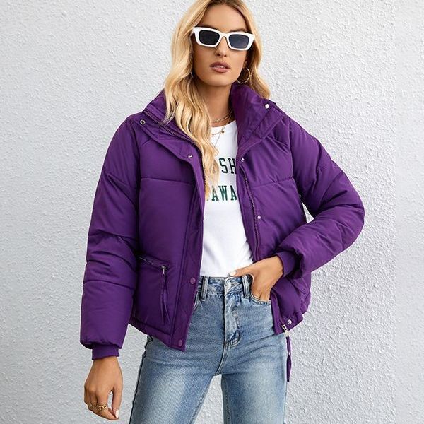 Damen gesteppte Übergangsjacke mit hohem Kragen und praktischen Taschen Drune