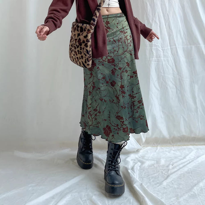 Damen Maxirock mit floralem Druck und elegantem Schnitt Drune