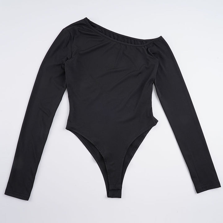 Damen eleganter Body mit langen Ärmeln und weitem Halsausschnitt Drune