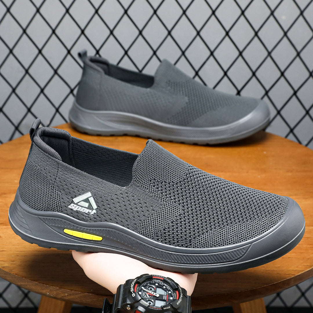 Herren nan atmungsaktiver Slip-On Arbeitsschuh mit nahtlosem Strickoberteil, stoßdämpfender EVA-Zwischensohle und rutschfester Gummilaufsohle Drune