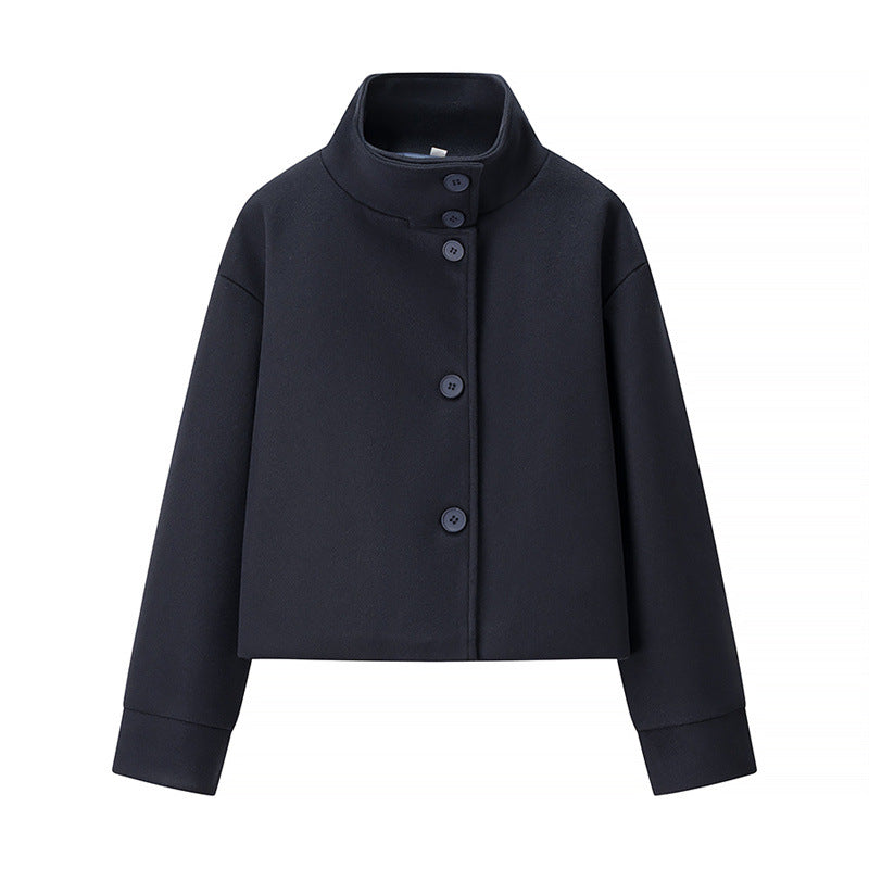 Damen elegante modische Jacke mit hohem Kragen und Kroppen-Schnitt Drune