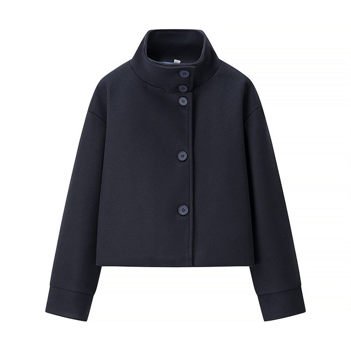 Damen elegante modische Jacke mit hohem Kragen und Kroppen-Schnitt Drune