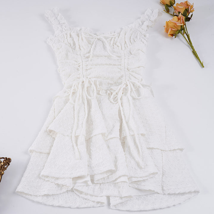 Damen süßes Minikleid mit Rüschen und verspieltem Volant Drune