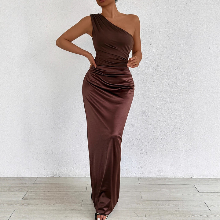 Damen Elegantes und figurbetontes Abendkleid mit asymmetrischem Ausschnitt Drune