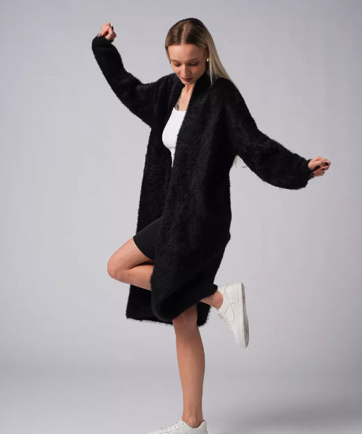 Damen Langer Strickcardigan aus kuscheligem Material mit elegantem Schnitt Drune
