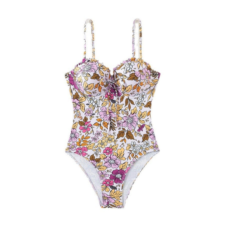 Damen Einteiliger Badeanzug mit floralem Design und traumhaftem Ausschnitt Drune