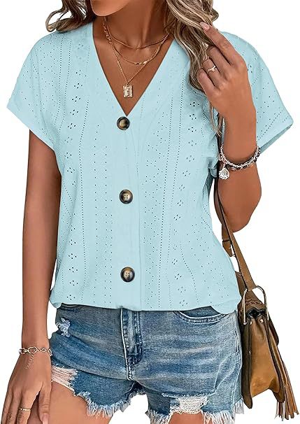 Damen genähte Bluse mit Knopfleiste Drune