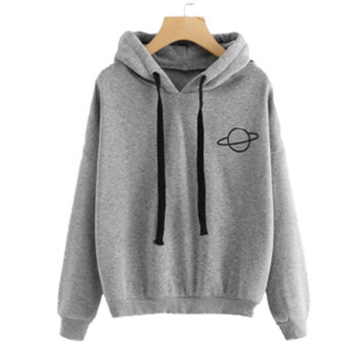 Damen Kapuzenpullover mit kreativem Planeten-Design und bequemen Schnitt Drune