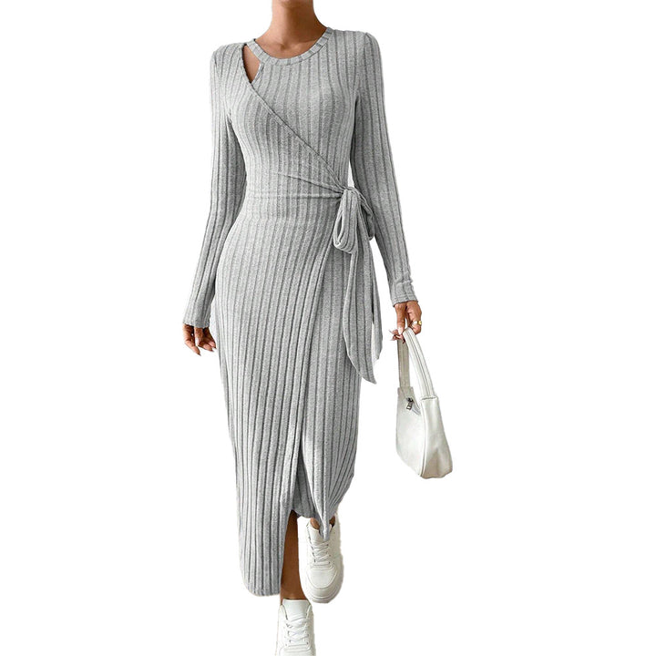 Damen Wickelkleid mit feinen Rippstrukturen und eleganter Taillierung Drune