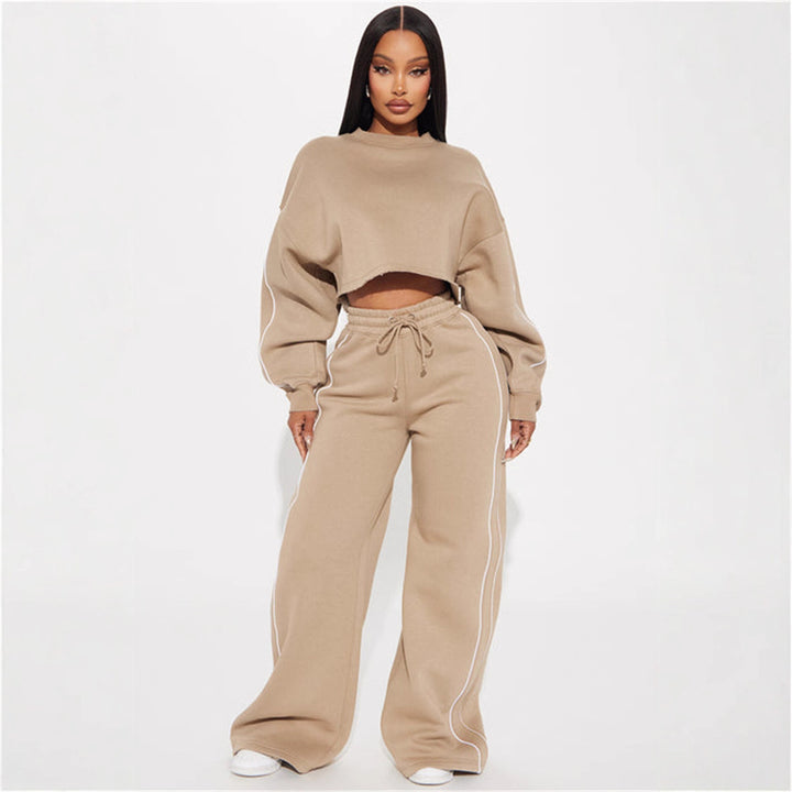 Damen lässiges Crop-Top und bequeme Jogginghose Set Drune
