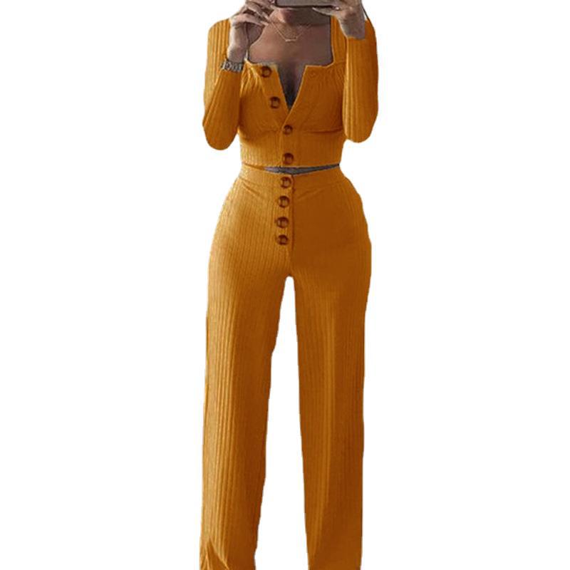 Damen Strick Set mit Knopfdetail Drune