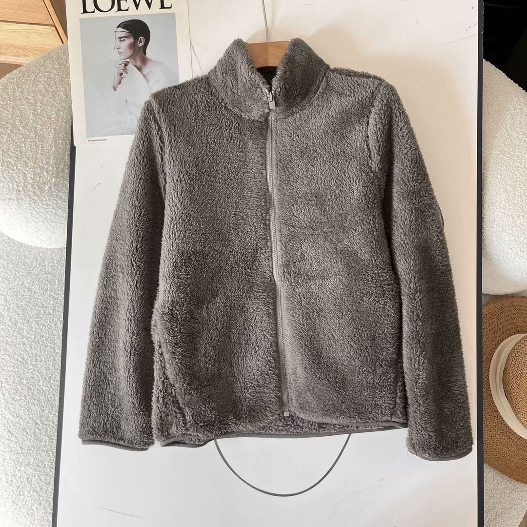 Damen Flauschige Fleecejacke mit hohem Kragen und Reißverschluss Drune