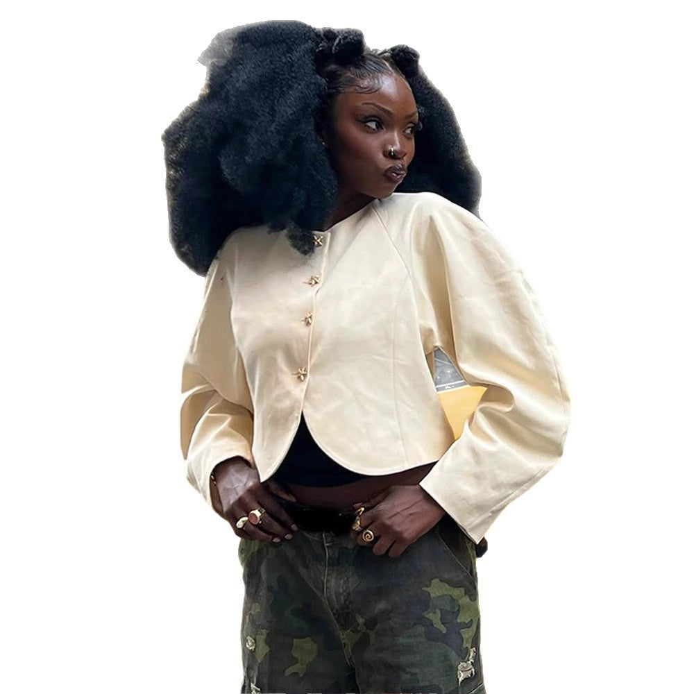 Damen elegante Jacke mit voluminösen Ärmeln Drune