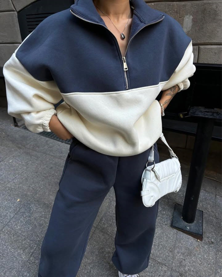 Damen Relaxed-Fit Sweatshirt und komfortable Sporthose Set Drune