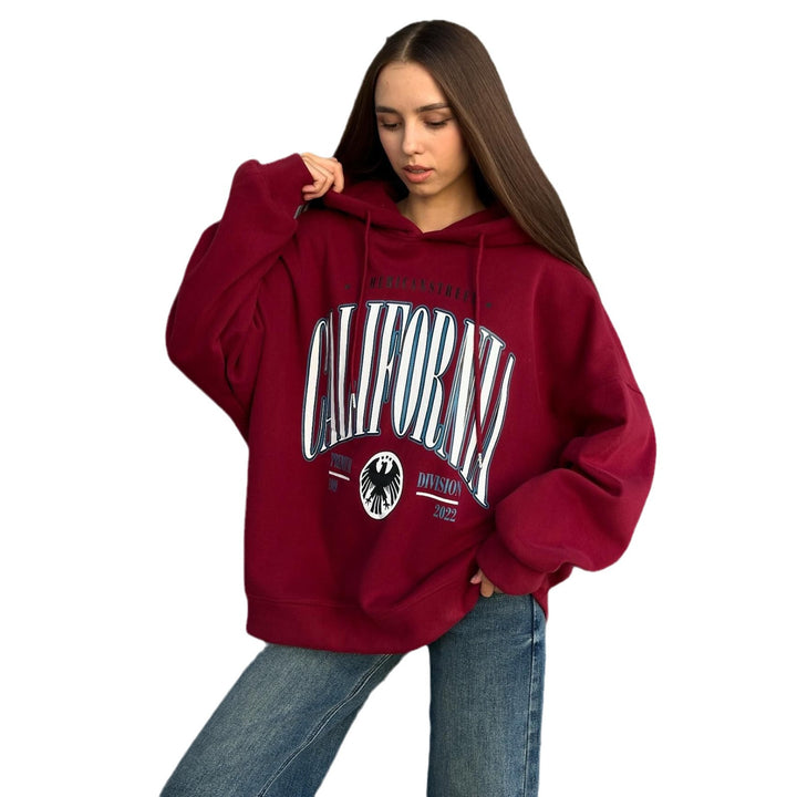 Damen oversized Kapuzenpullover mit kreativem Grafikdesign Drune