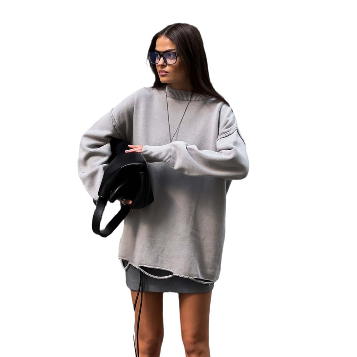Damen oversize Strickpullover mit lässigem Schnitt und angesagten Details Drune