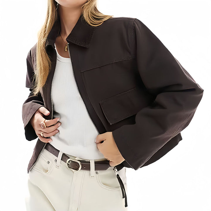 Damen modische Kurzjacke im Utility-Stil Drune