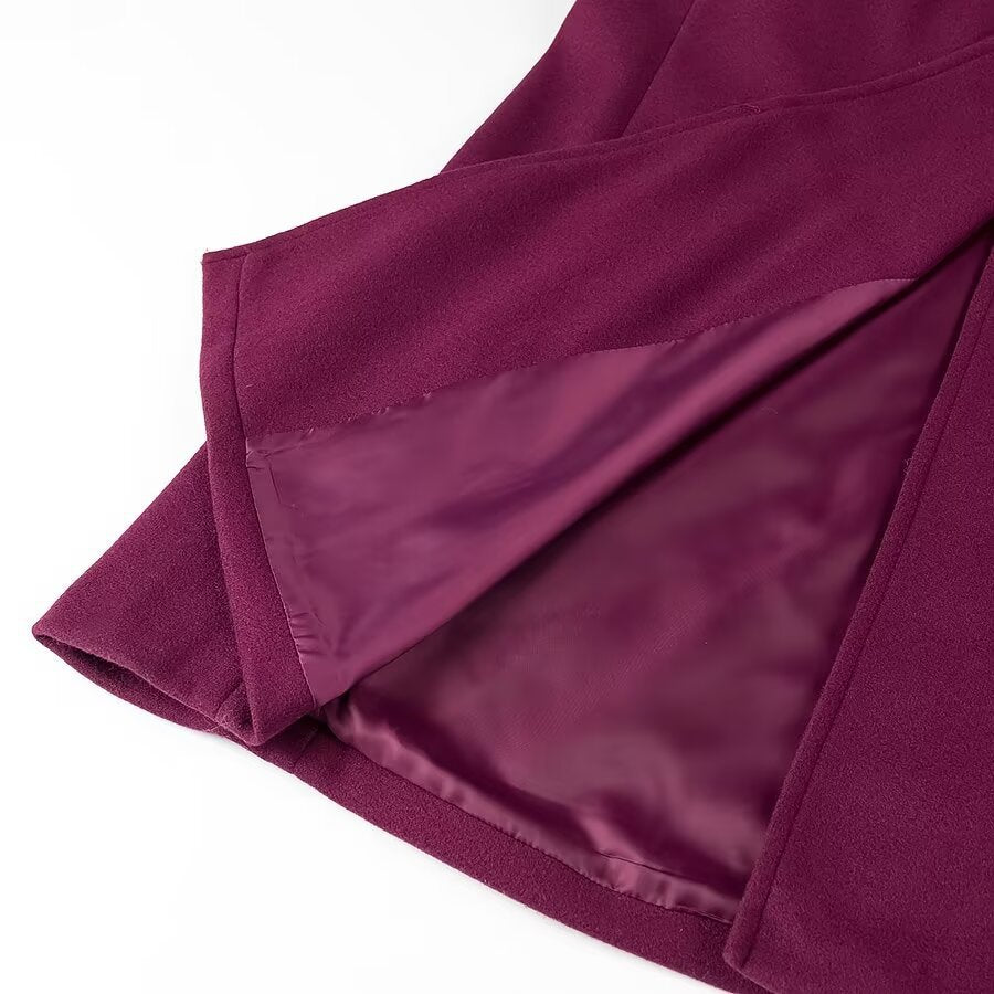 Damen eleganter und lässiger Langmantel mit doppelter Knopfreihe Drune