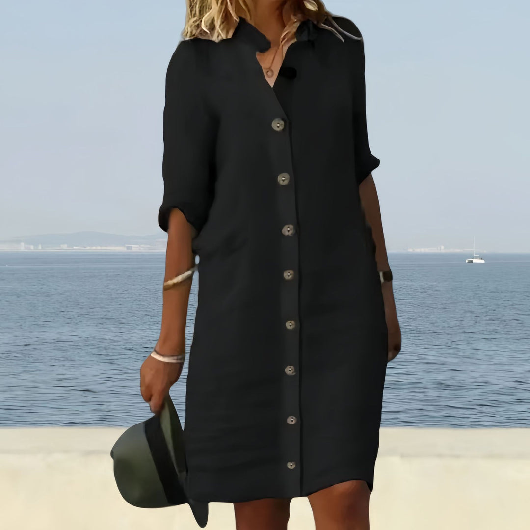Damen Hemdblusenkleid mit Knopfverschluss und einem lässigen Schnitt Drune