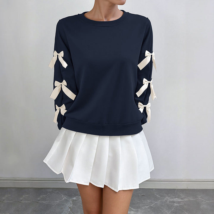 Damen modischer Pullover mit Schleifendetails Drune