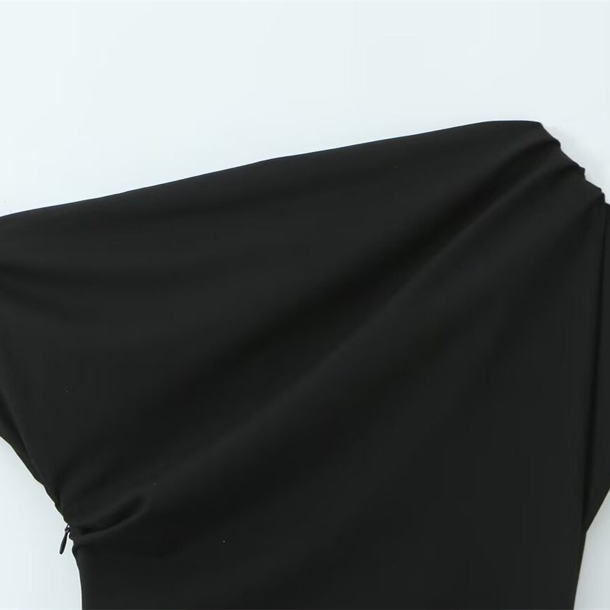 Damen asymmetrisches Cocktailkleid mit drapiertem Design Drune