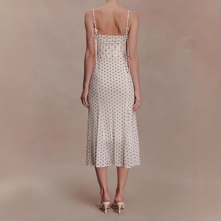 Damen Midi-Party-Kleid mit Rüschendetails und transparenter Stoffstruktur Drune