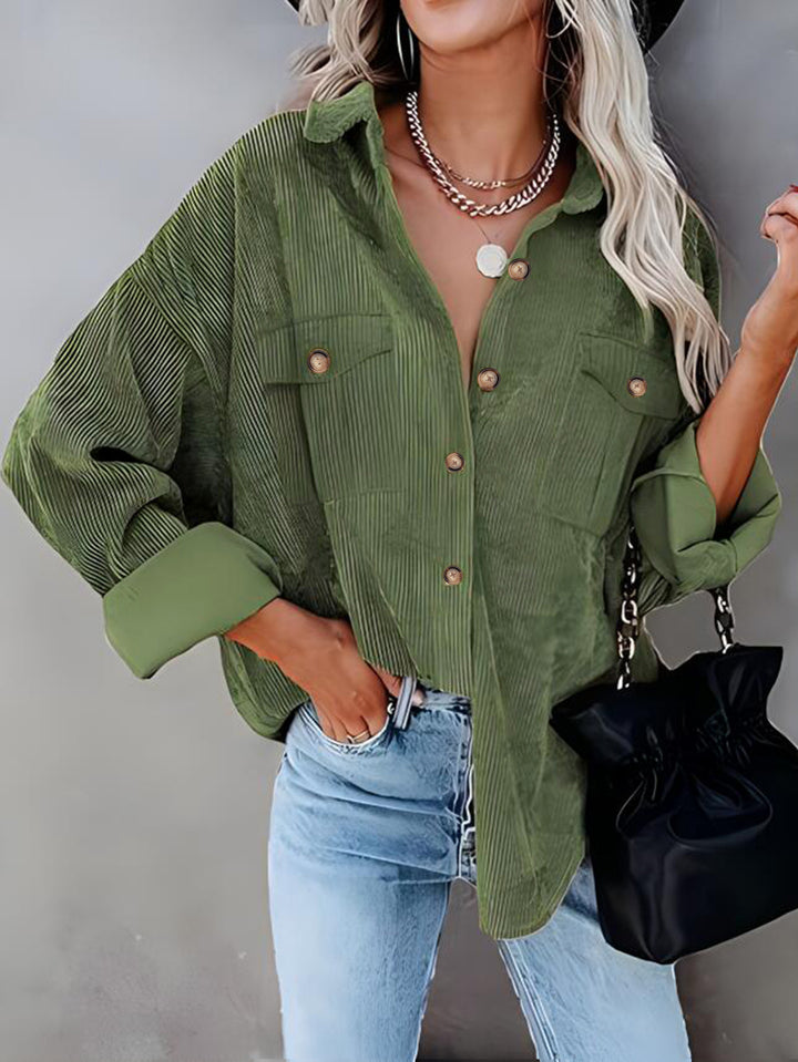 Damen Cordhemdjacke mit doppelter Brusttasche Drune