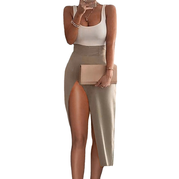 Damen eleganter Maxirock mit bequemen Schlitzdetails Drune