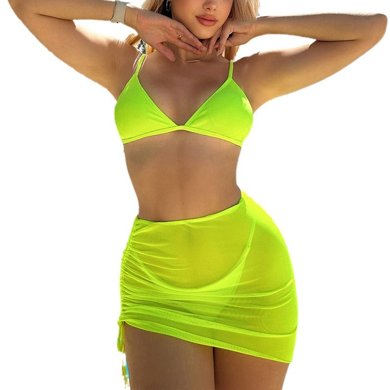 Damen Triangel-Bikini mit durchscheinendem Wickelrock Drune
