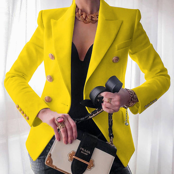Damen eleganter Blazer mit doppelter Knopfleiste und goldenen Details Drune