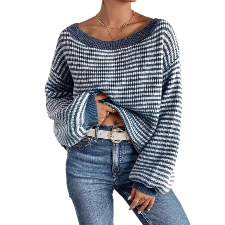 Damen Grobstrickpullover mit lässigem Rundhalsausschnitt und großzügigen Ärmelabschlüssen Drune