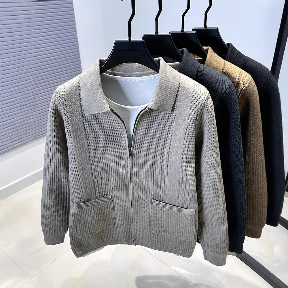 Damen Pullover mit strukturiertem Reißverschluss und klassischem Kragen Drune