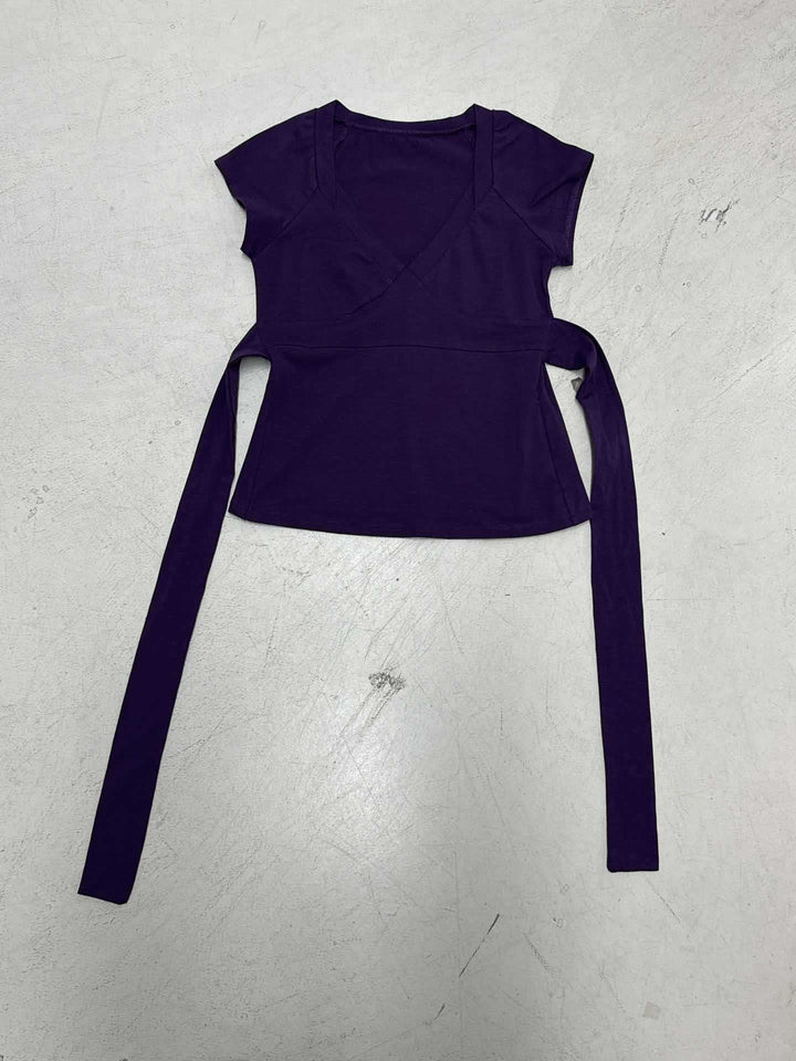 Damen modisches Wickeltop mit V-Ausschnitt und angesagtem Bindedetail Drune