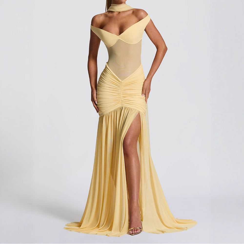 Damen Elegantes Maxi-Kleid mit Figurbetonendem Design Drune